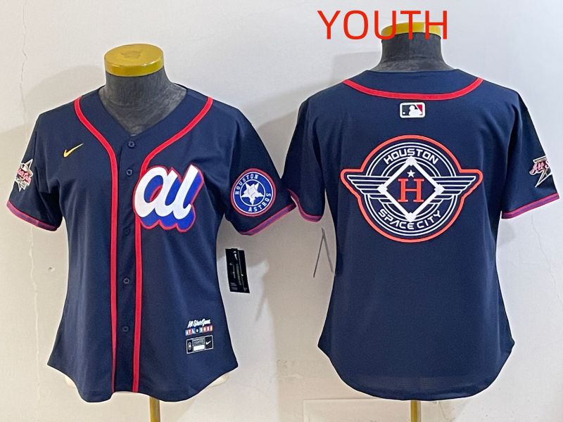 Youth 2025 Houston Astros Blank Drak Blue All star Nike MLB Jersey style 011